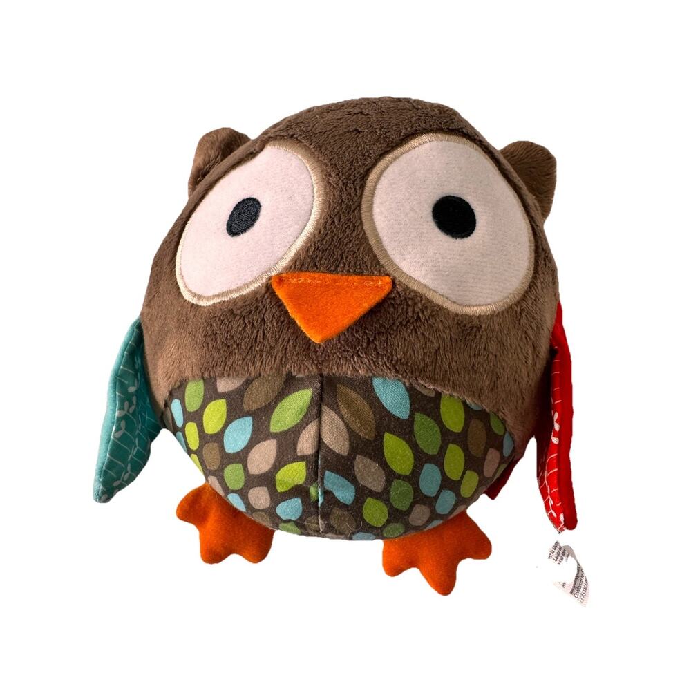 Skip Hop Round Baby Chime Ball Owl Plush 6” Crinkle Ears